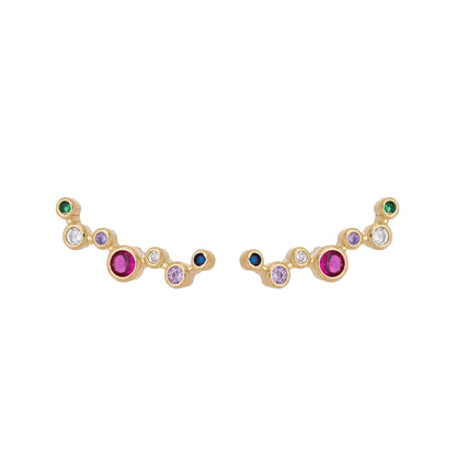 Brinco earcuff com zircônias banhado a ouro 18k - Biju & Cia.