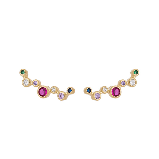 Brinco earcuff com zircônias banhado a ouro 18k - Biju & Cia.