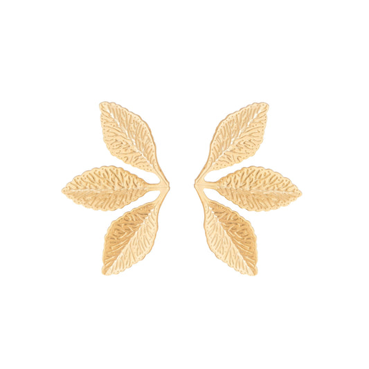 Brinco folhas banhado a ouro 18k