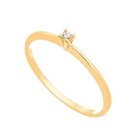 Anel solitário de zircônia banhado a ouro 18k - Biju & Cia.
