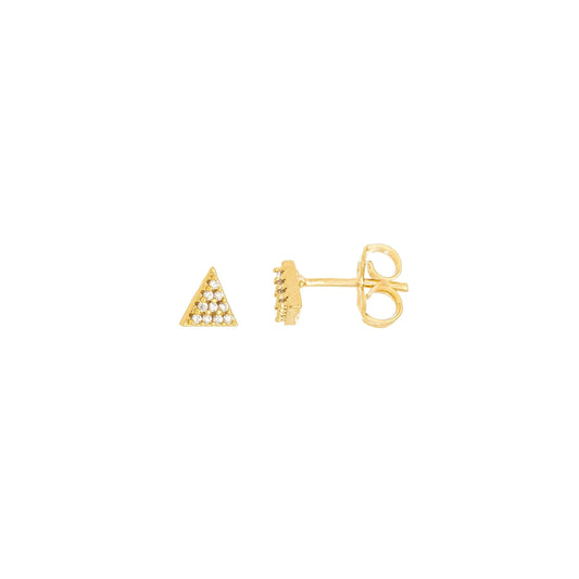 Brinco de triângulo com zircônias banhado a ouro 18k - Biju & Cia.