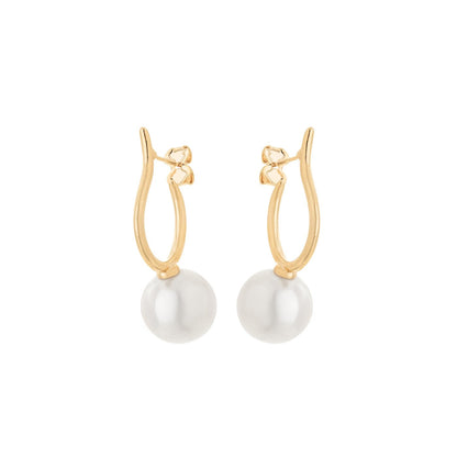 Brinco pérola banhado a ouro 18k - Biju & Cia.