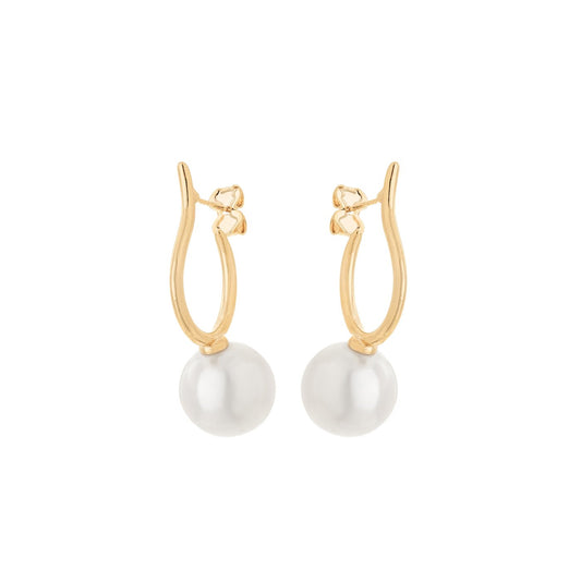 Brinco pérola banhado a ouro 18k - Biju & Cia.