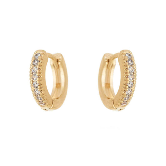 Brinco de argola articulada com zircônias banhado a ouro 18k - Biju & Cia.