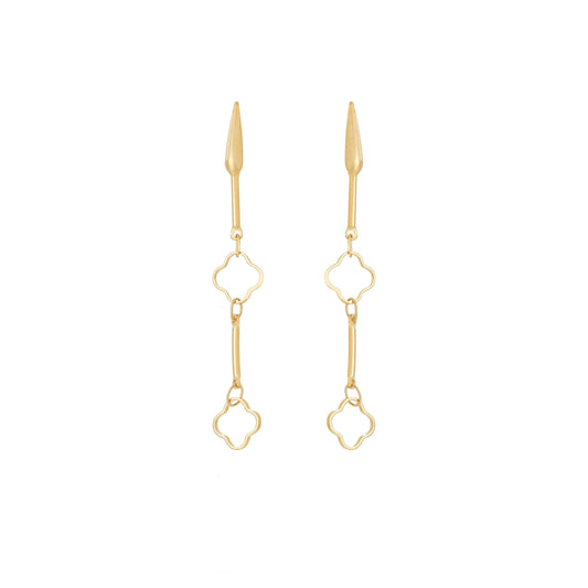 Brinco trevos vazados banhado a ouro 18k - Biju & Cia.
