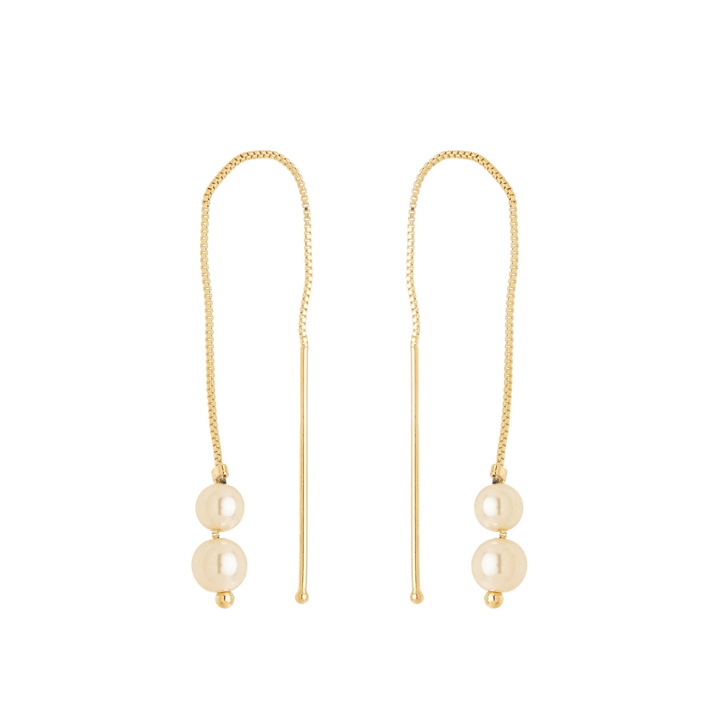 Brinco de corrente com pérola banhado a ouro 18k - Biju & Cia.
