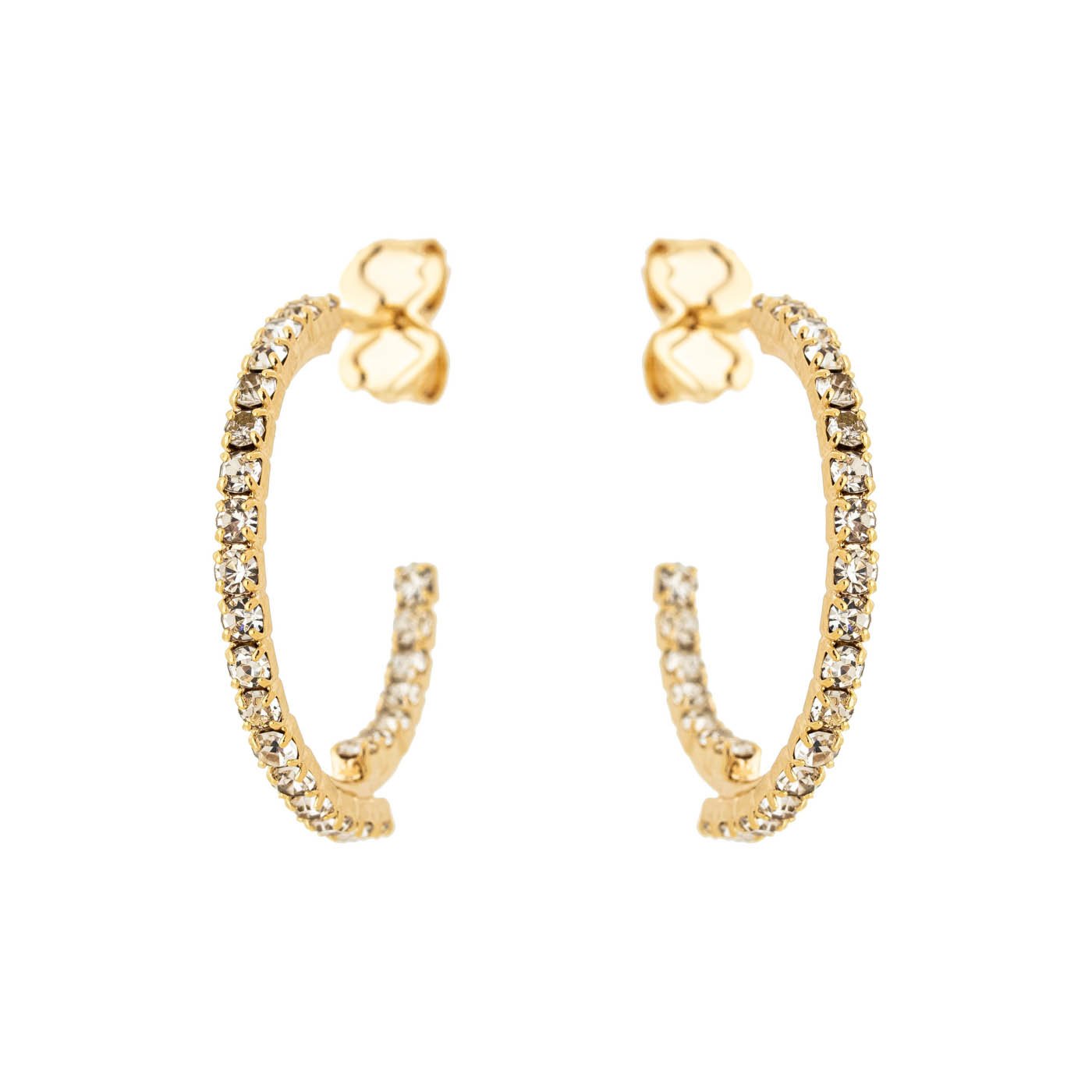 Brinco de argola com zircônias banhado a ouro 18k - Biju & Cia.