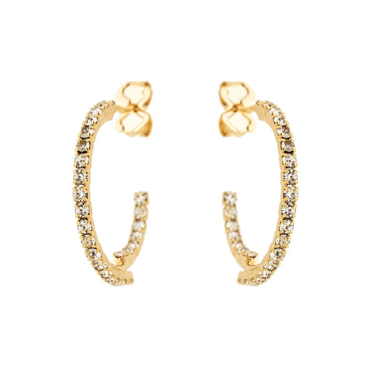 Brinco de argola com zircônias banhado a ouro 18k - Biju & Cia.