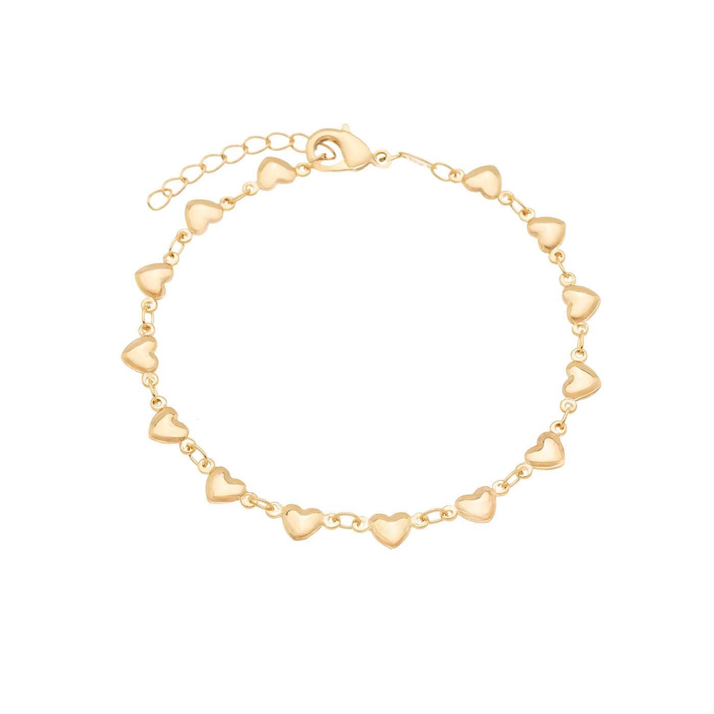 Pulseira com corações banhada a ouro 18k - Biju & Cia.