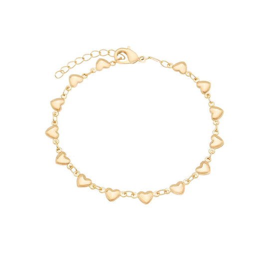 Pulseira com corações banhada a ouro 18k - Biju & Cia.