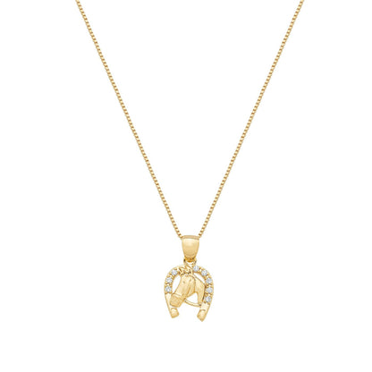 Gargantilha ferradura com cavalo com zircônias banhada a ouro 18k - Biju & Cia.