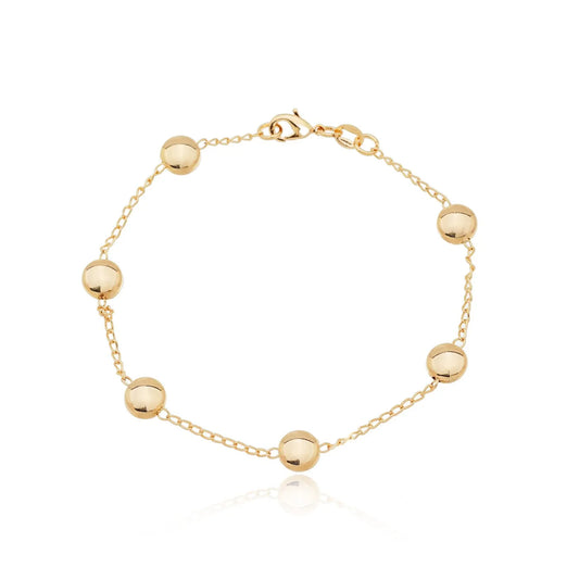Pulseira com bolas achatadas banhada a ouro 18k - Biju & Cia.