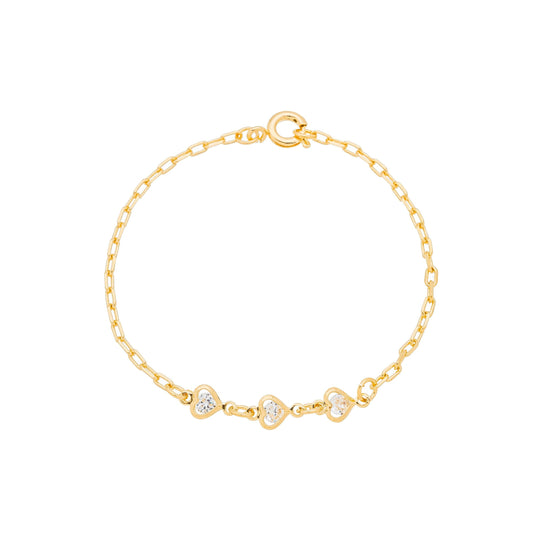 Pulseira infantil de coração com zircônia banhada a ouro 18k - Biju & Cia.