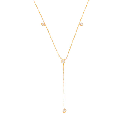 Gargantilha gravata com zircônias banhada a ouro 18k - Biju & Cia.