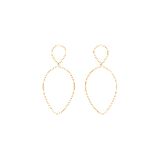 Brinco de fio em formato de gota banhado a ouro 18k