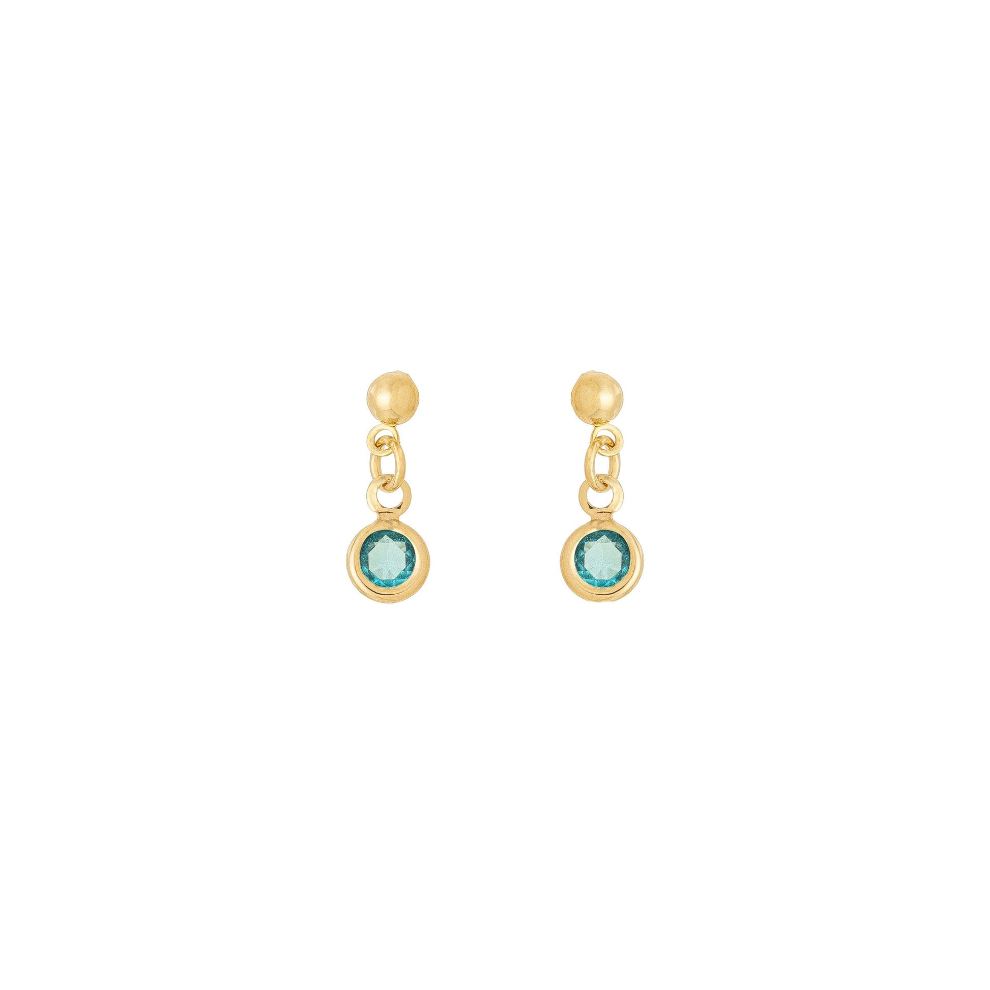 Brinco com pedrinha azul banhado a ouro 18k - Biju & Cia.