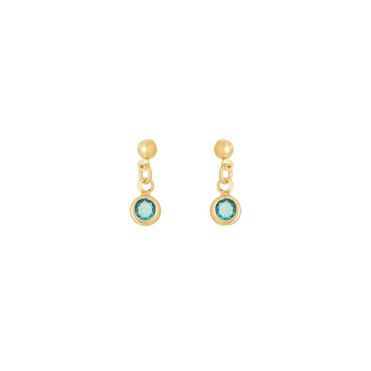 Brinco com pedrinha azul banhado a ouro 18k - Biju & Cia.