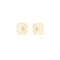 Brinco de flor vazada com pérola banhado a ouro 18k - Biju & Cia.