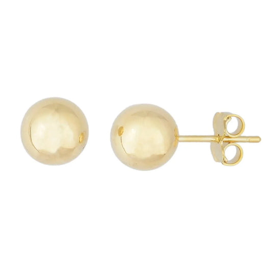 Brinco de bola lisa de 8mm banhado a ouro 18k - Biju & Cia.
