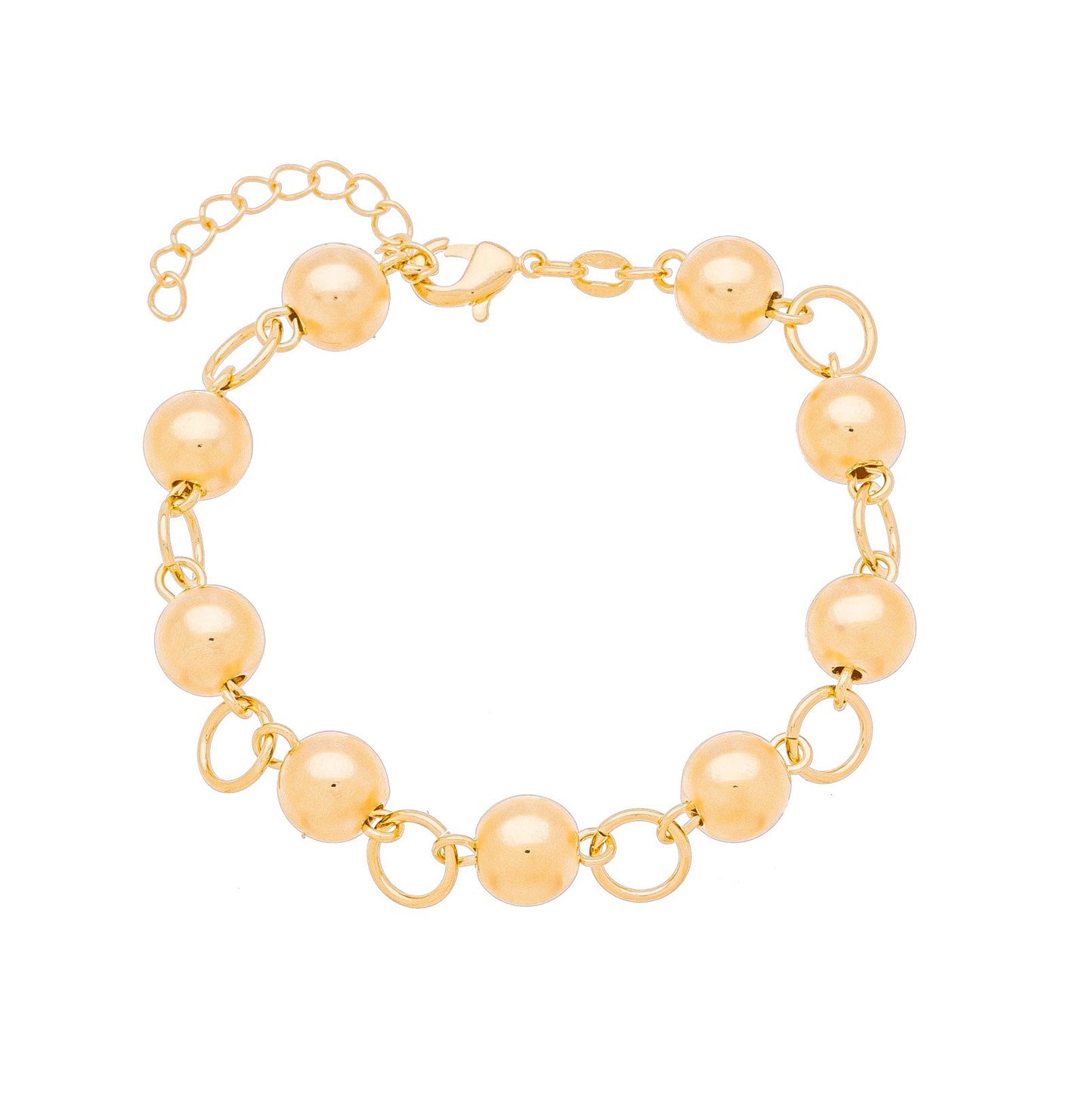 Pulseira bolas e círculos banhada a ouro 18k