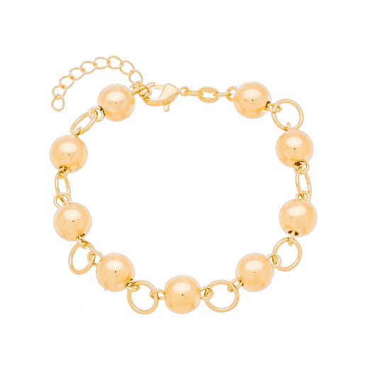 Pulseira bolas e círculos banhada a ouro 18k