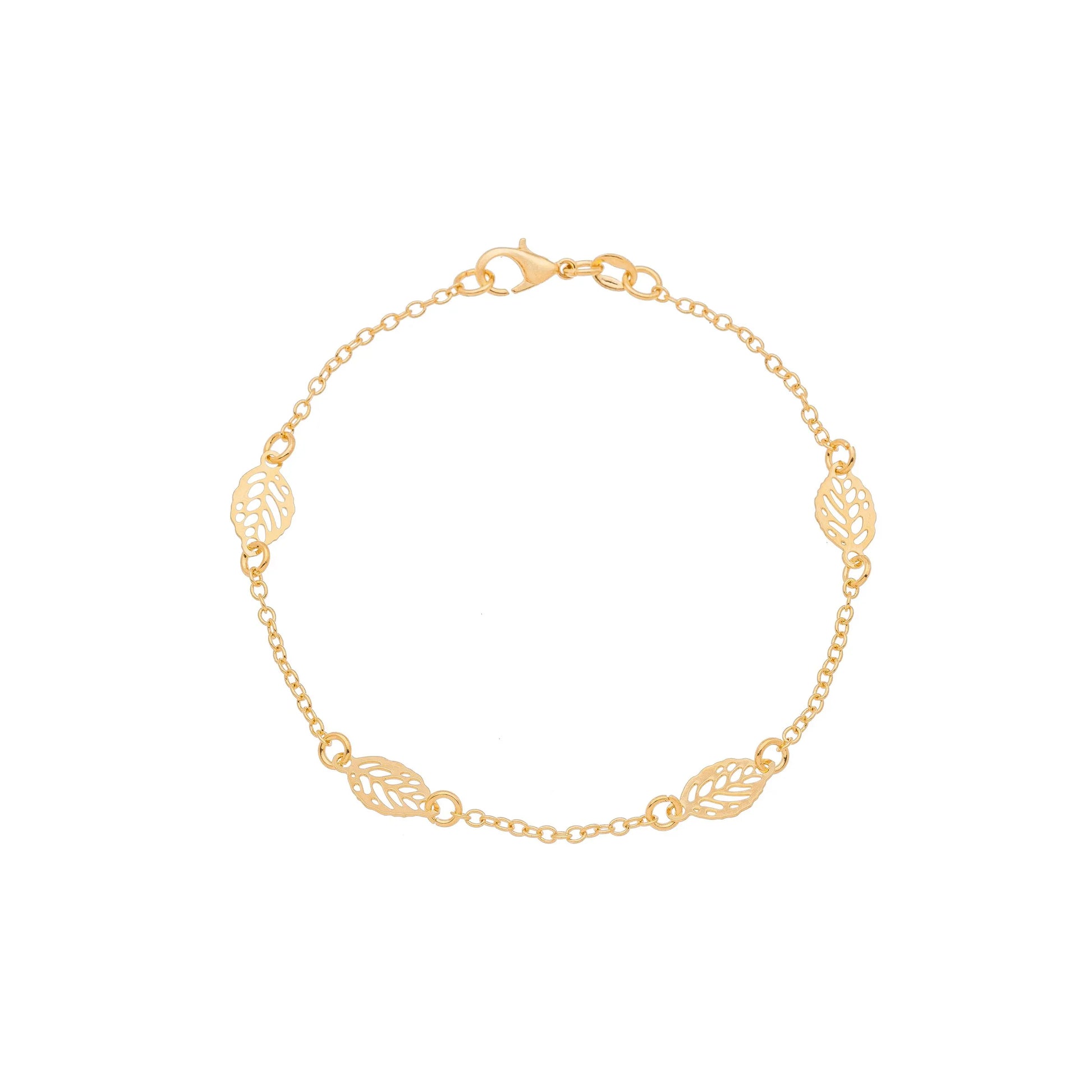 Pulseira de folhas banhada a ouro 18k - Biju & Cia.