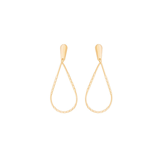 Brinco de fio em formato de gota banhado a ouro 18k