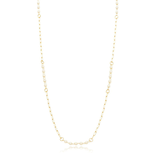 Choker com pérolas e corrente cartier banhado a ouro 18k - Biju & Cia.