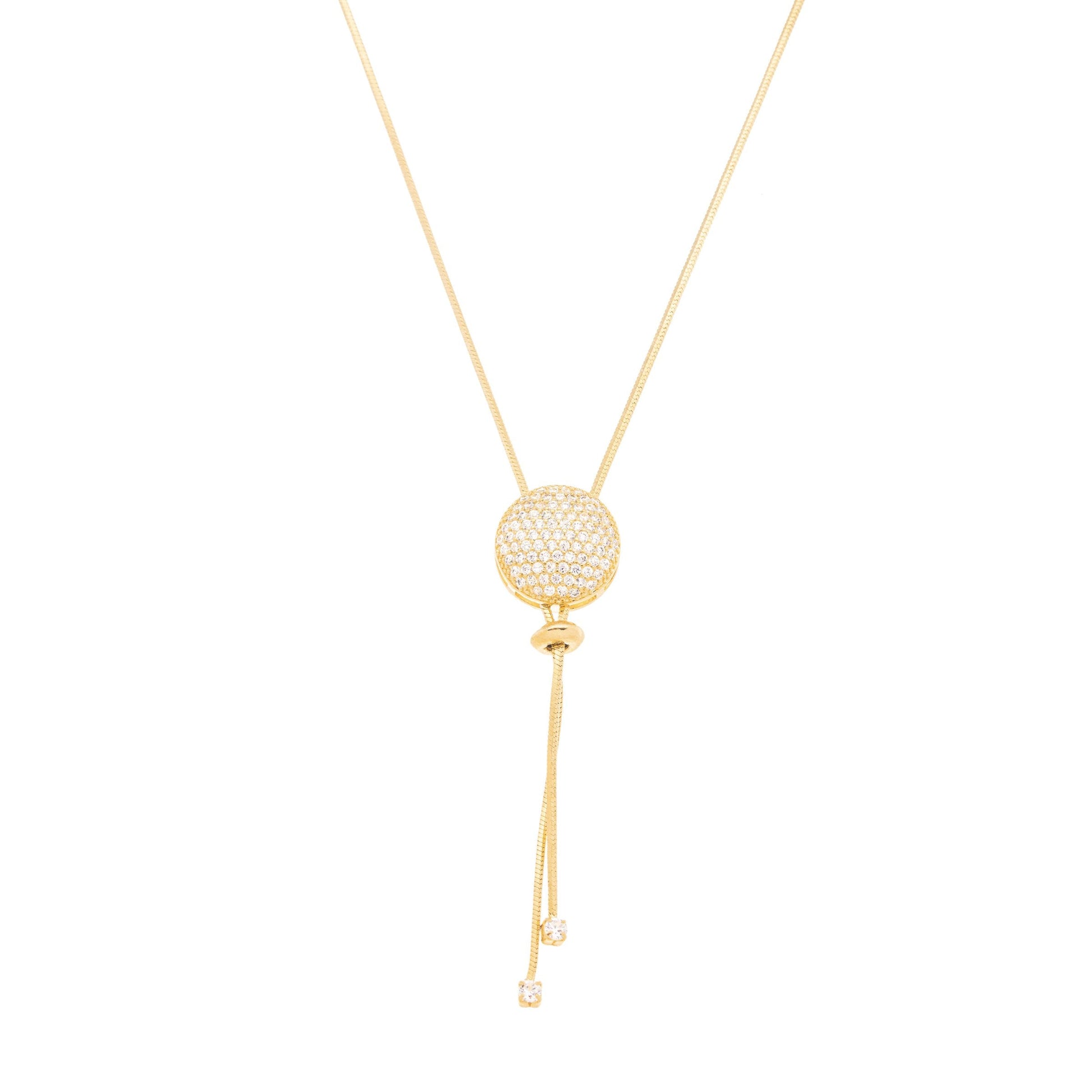 Gargantilha gravata com zircônias banhada a ouro 18k - Biju & Cia.