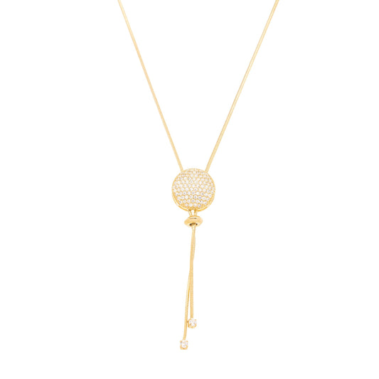 Gargantilha gravata com zircônias banhada a ouro 18k - Biju & Cia.