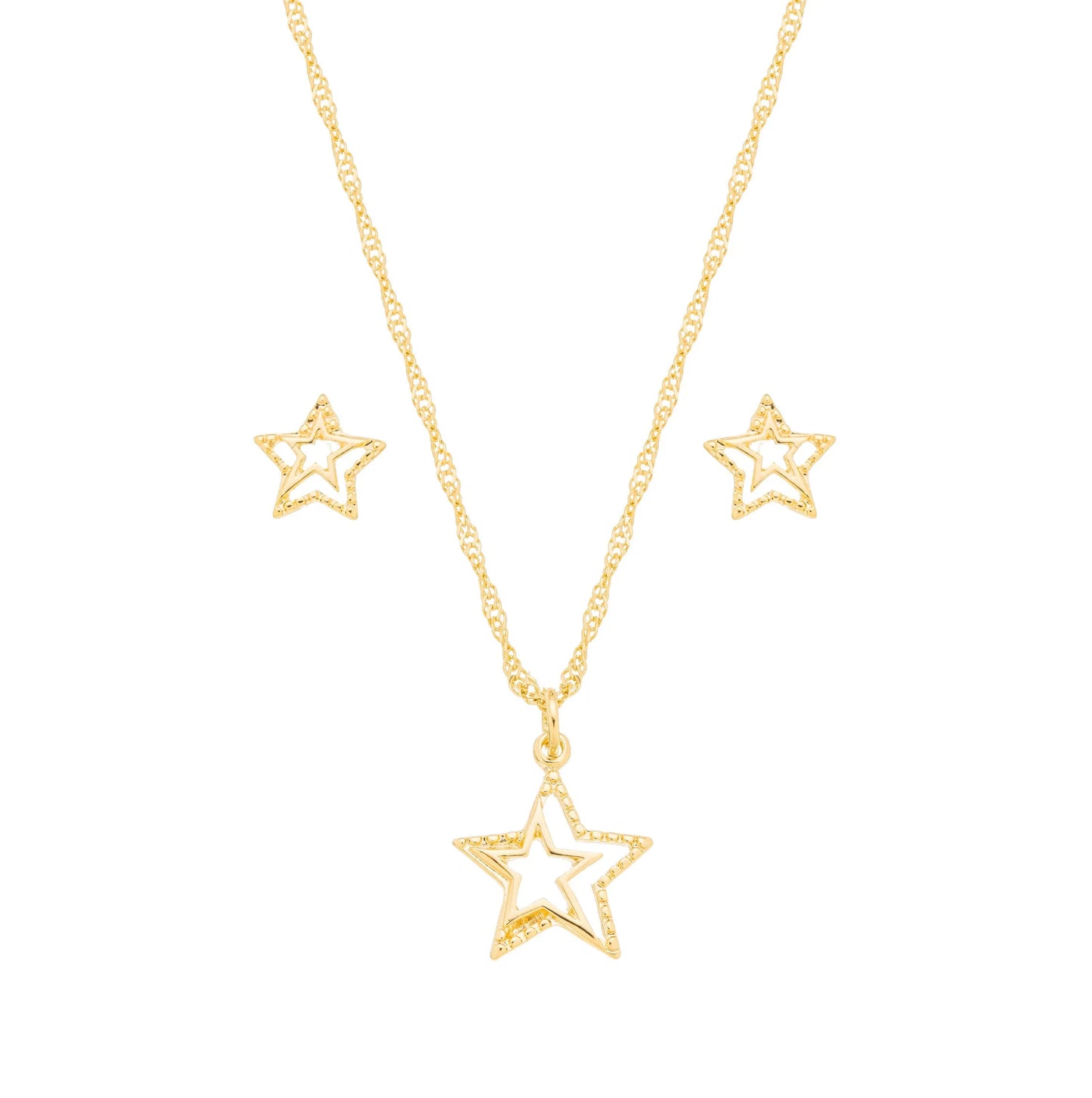 Conjunto estrela banhado a ouro 18k - Biju & Cia.