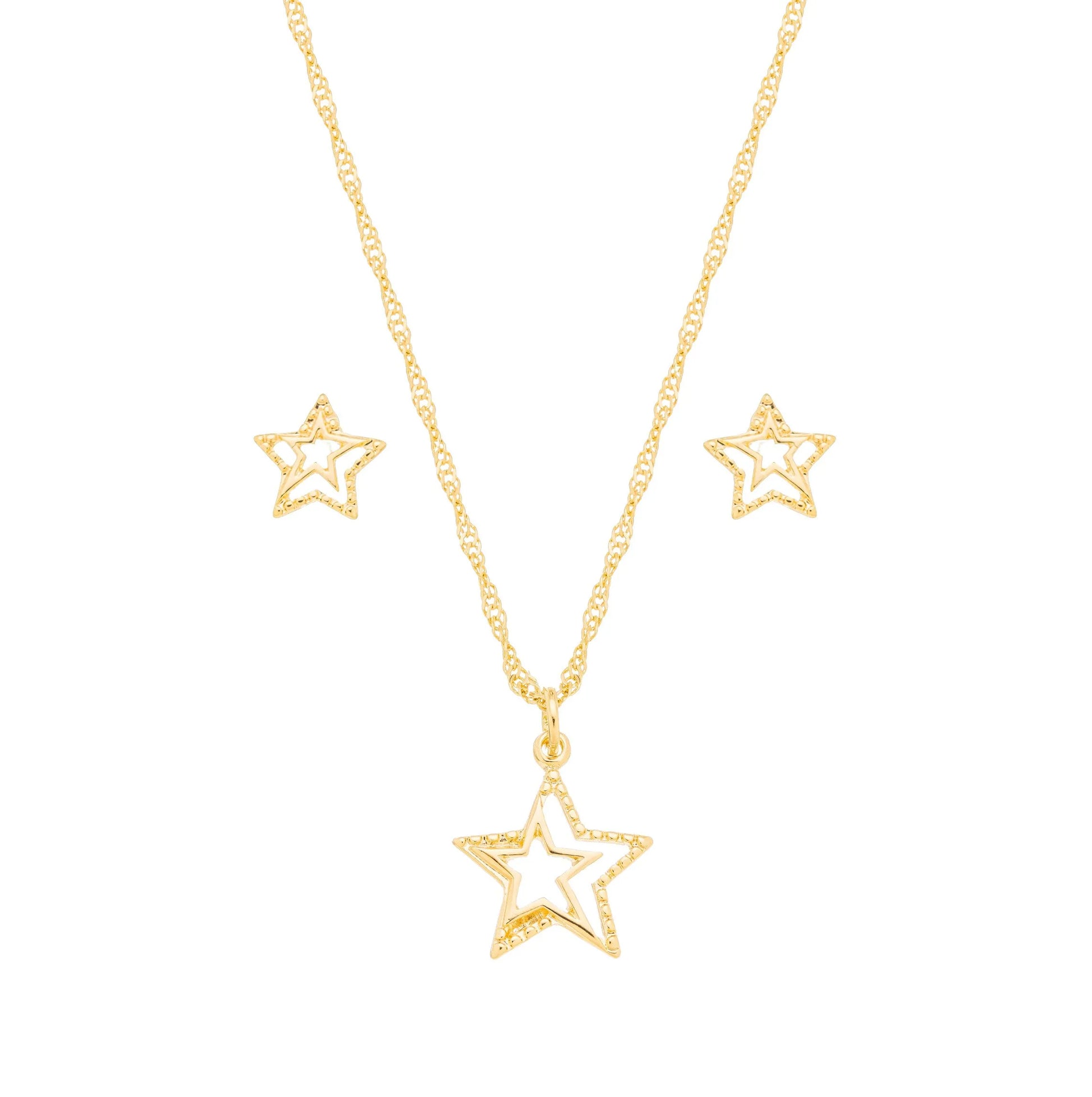 Conjunto estrela banhado a ouro 18k - Biju & Cia.