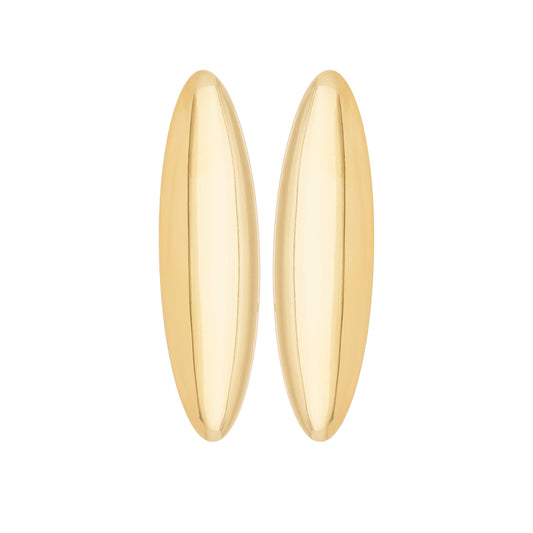 Brinco oval liso banhado a ouro 18k - Biju & Cia.
