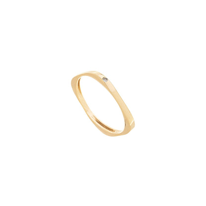 Anel quadrado com zircônias banhado a ouro 18k - Biju & Cia.