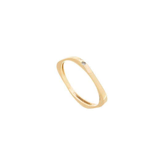 Anel quadrado com zircônias banhado a ouro 18k - Biju & Cia.