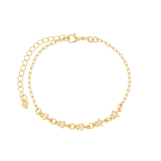 Pulseira com estrelas banhada a ouro 18k - Biju & Cia.