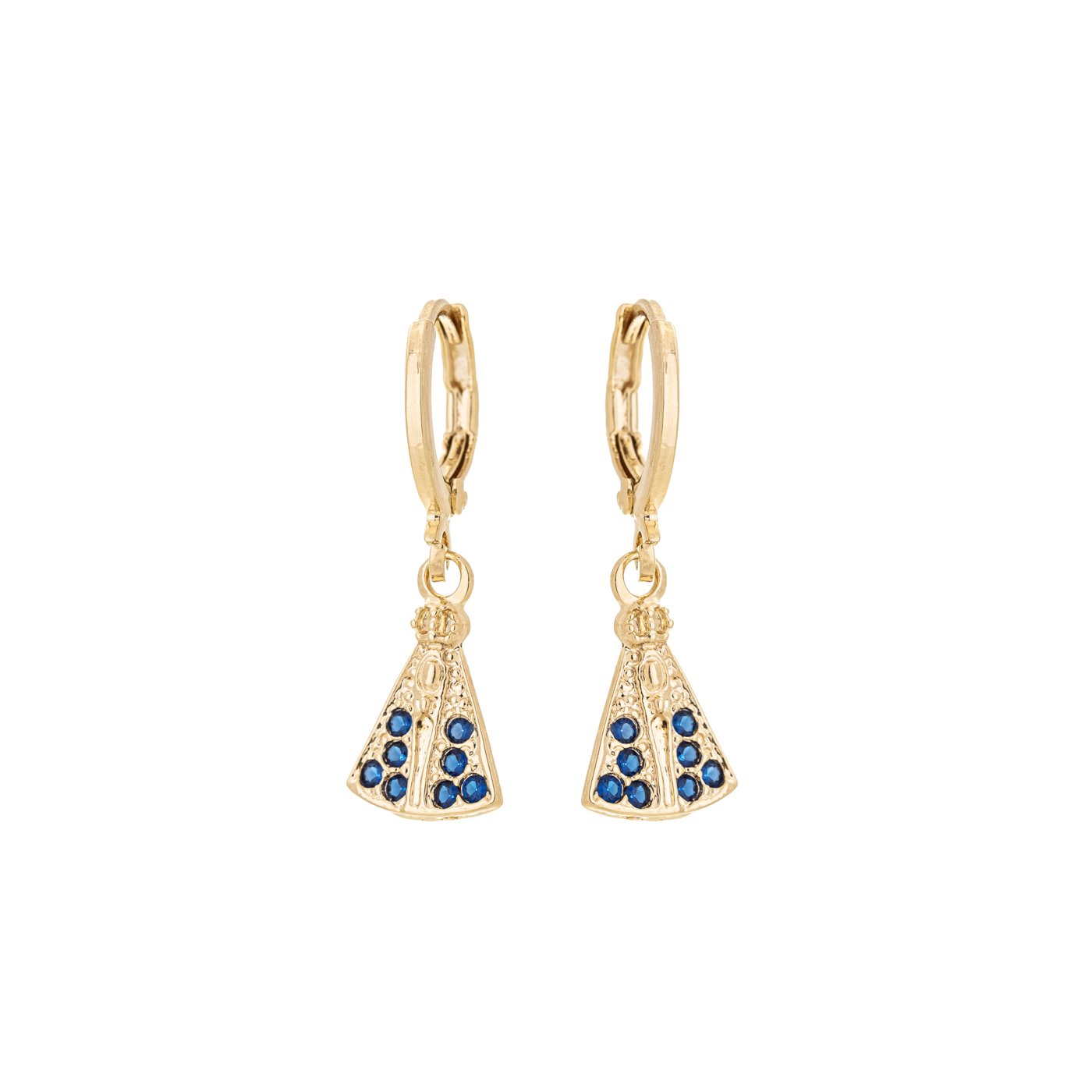 Argola com pingente de nossa senhora aparecida banhada a ouro 18k