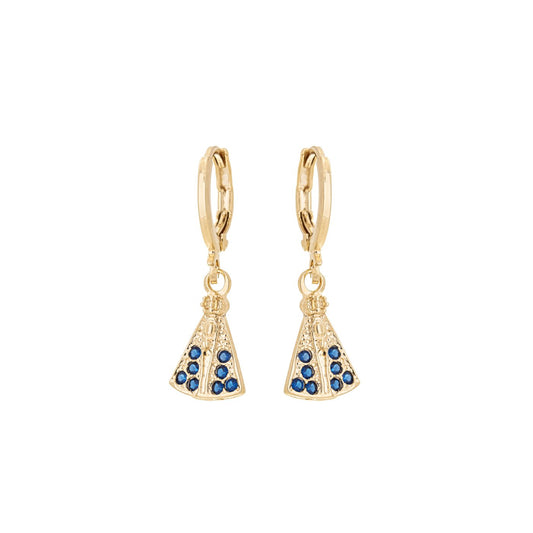 Argola com pingente de nossa senhora aparecida banhada a ouro 18k