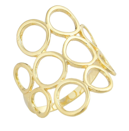 Anel com círculos banhado a ouro 18k - Biju & Cia.