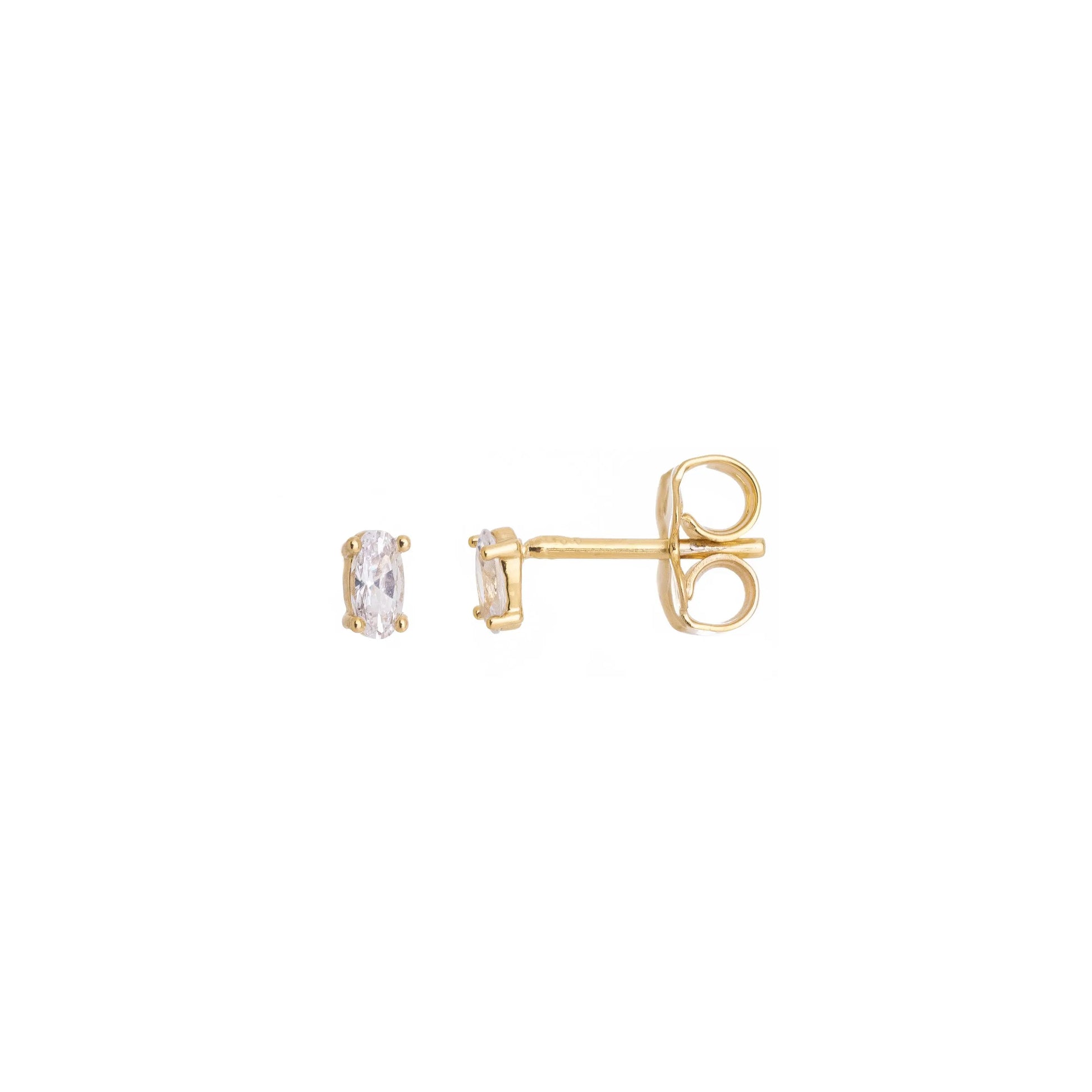 Brinco de zircônia oval banhado a ouro 18k - Biju & Cia.