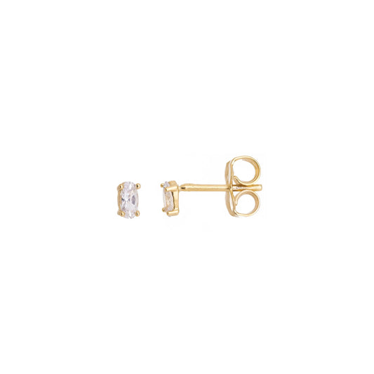 Brinco de zircônia oval banhado a ouro 18k - Biju & Cia.