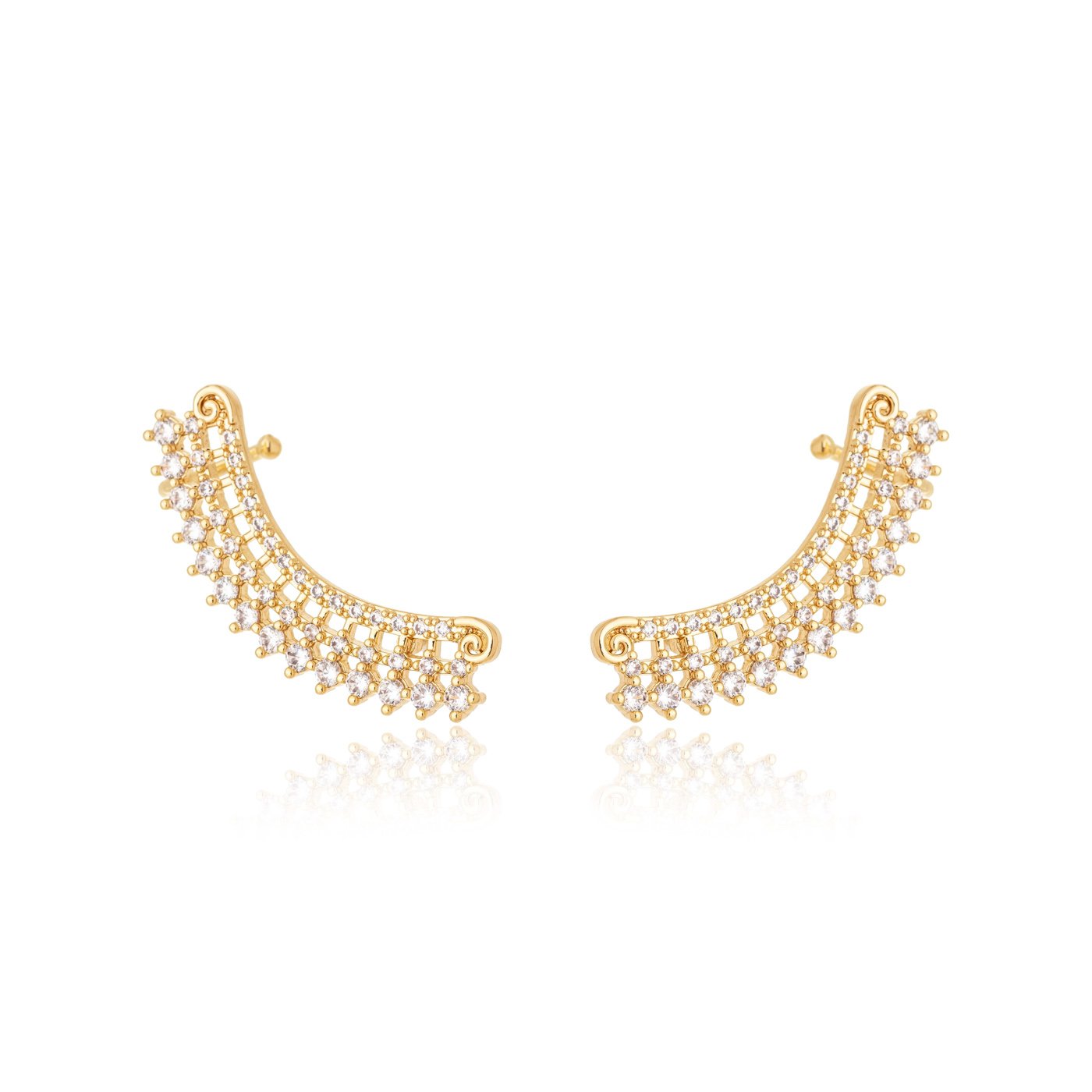 Brinco earcuff com zircônias banhado a ouro 18k - Biju & Cia.