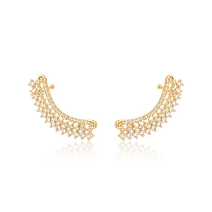 Brinco earcuff com zircônias banhado a ouro 18k - Biju & Cia.