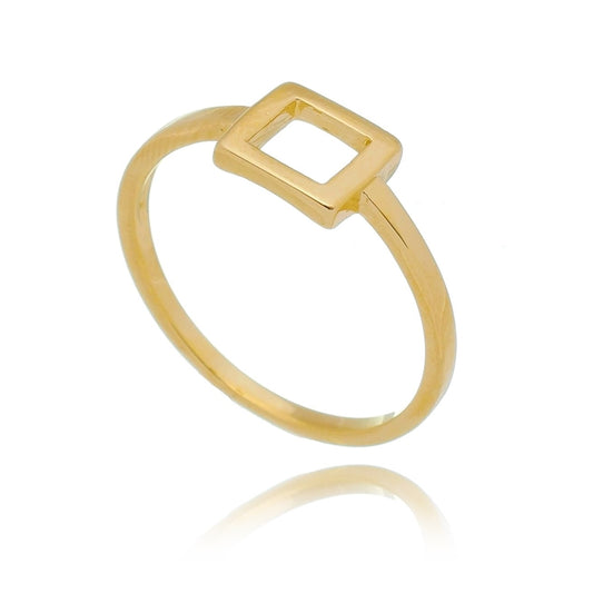 Anel quadrado banhado a ouro 18k