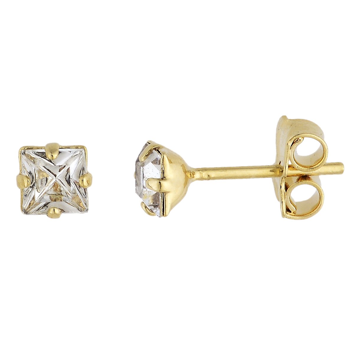 Brinco com pedra quadrada banhado a ouro 18k - Biju & Cia.