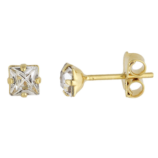 Brinco com pedra quadrada banhado a ouro 18k - Biju & Cia.
