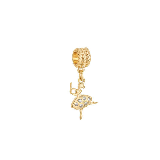 Berloque bailarina com zircônias banhado a ouro 18k - Biju & Cia.