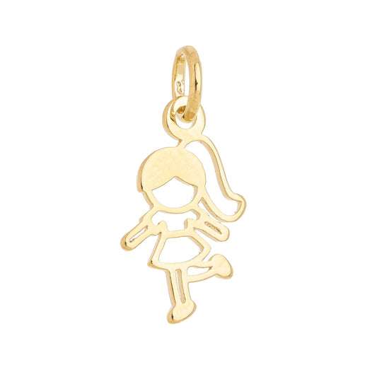 Pingente menina banhado a ouro 18k - Biju & Cia.