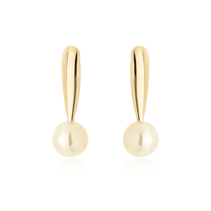 Brinco de pérola banhado a ouro 18k - Biju & Cia.