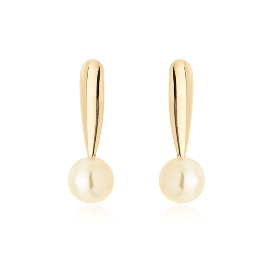 Brinco de pérola banhado a ouro 18k - Biju & Cia.